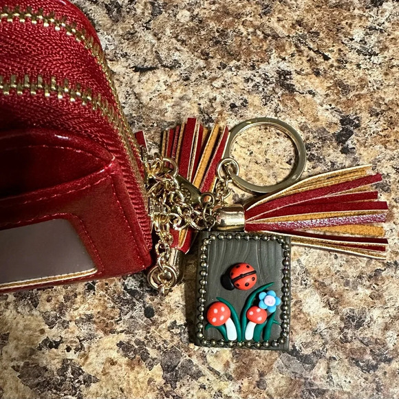 Lady Bug And Mushrooms Book Handbag Charm Key Ring - Picture 3 of 5